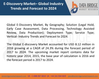 Global E-Discovery Market â€“ Industry Trends and Forecast to 2024