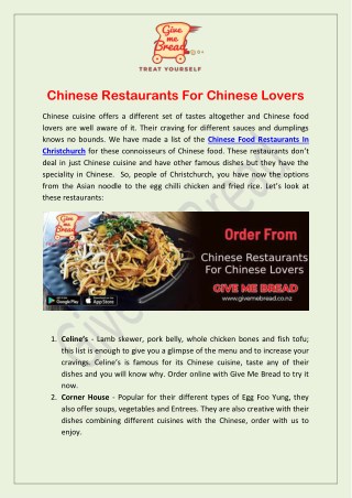 Chinese Restaurants For Chinese Lovers