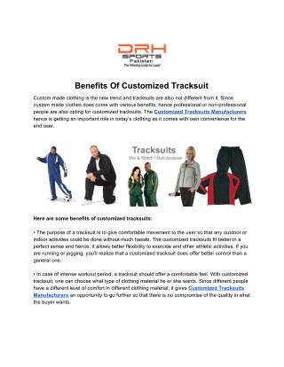 Benefits Of Customized Tracksuit