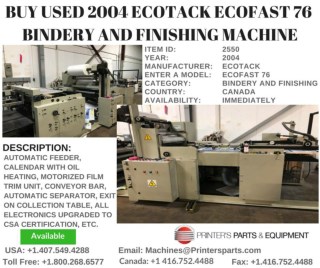 Buy Used 2004 Ecotack Ecofast 76 Bindery and Finishing Machine