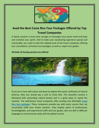 Avail the Best Costa Rica Tour Packages Offered by Top Travel Companies