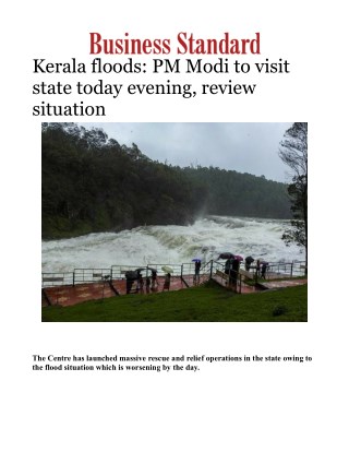 Kerala floods: PM Modi to visit state today evening, review situationÂ 