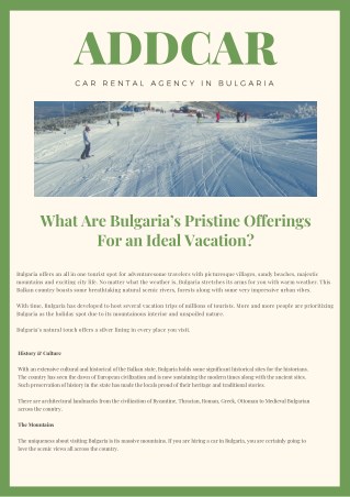 What Are Bulgariaâ€™s Pristine Offerings For an Ideal Vacation?