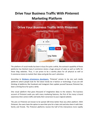 Increase Your Business Traffic using Pinterest Marketing Platform