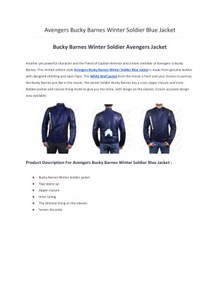 Avengers Bucky Barnes Winter Soldier Blue Jacket