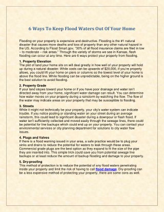 6 ways to keep flood waters out of your home