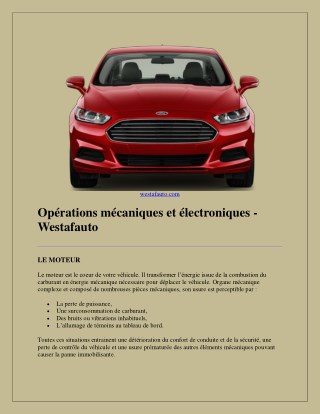 Operations mecaniques et electroniques - Westafauto Lome Togo