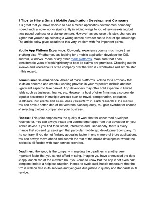 5 Tips to Hire a Smart Mobile Application Development Company
