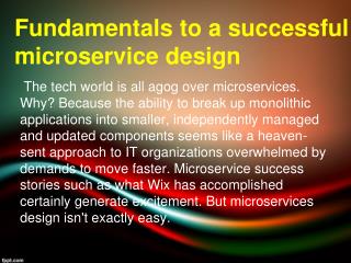 Fundamentals to a successful microservices