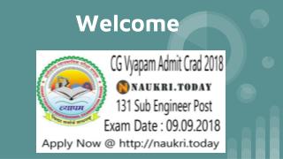 CG Vyapam Admit Card 2018 For Deputy Engineer Post Download Here