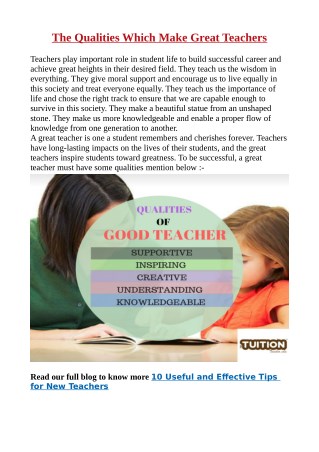 The Qualities Which Make Great Teachers