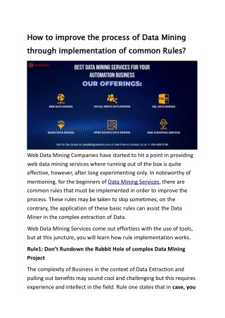 How to improve the process of Data Mining through implementation of common Rules?