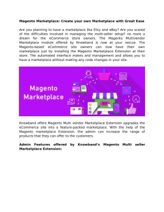 Knowband's Magento Marketplace: Create your own Marketplace with Great Ease