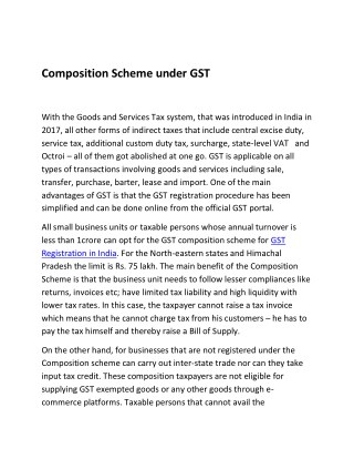 Composition Scheme under GST