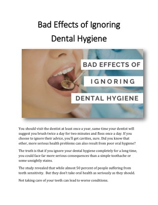 Bad Effects of Ignoring Dental Hygiene