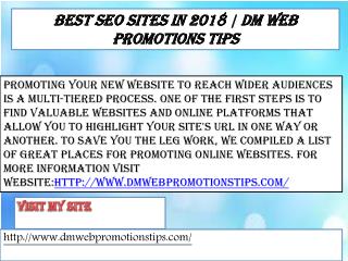 Best SEO Sites in 2018 | DM Web Promotions Tips