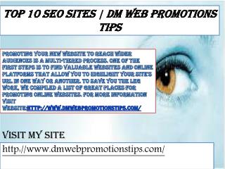 Top 10 SEO Sites | DM Web Promotions Tips