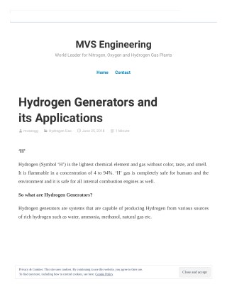 Hydrogen Generators and its Applications