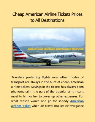 Very Low Prices in American Airline Customer Service
