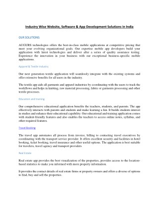 Industry Wise Website, Software & App Development Solutions in India
