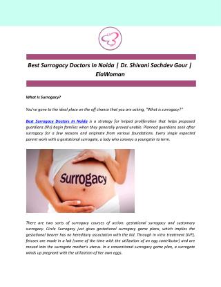 Best Surrogacy Doctors In Noida | Dr. Shivani Sachdev Gour | ElaWoman