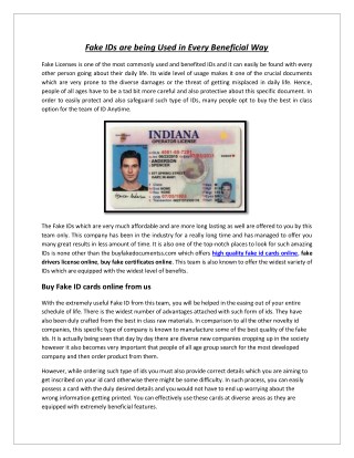 Fake IDs are being Used in Every Beneficial Way