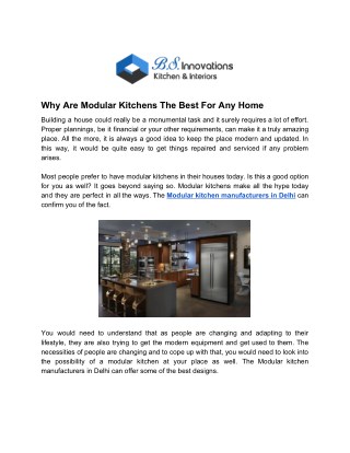 Why Are Modular Kitchens The Best For Any Home
