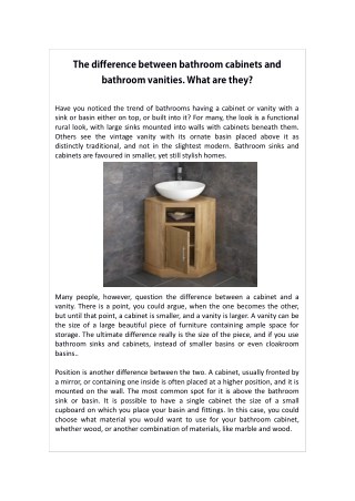 The difference between bathroom cabinets and bathroom vanities. What are they?