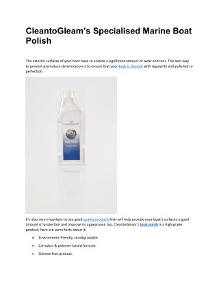 CleantoGleamâ€™s Specialised Marine Boat Polish