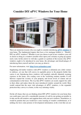 Consider DIY uPVC Windows For Your Home