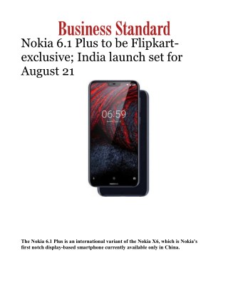 Nokia 6.1 Plus to be Flipkart-exclusive; India launch set for August 21