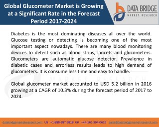 Global Glucometer Market â€“ Industry Trends and Forecast to 2024