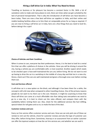 Hiring a Self-drive Car in India: What You Need to Know