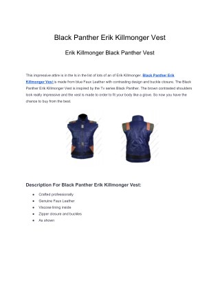 Black Panther Erik Killmonger Vest