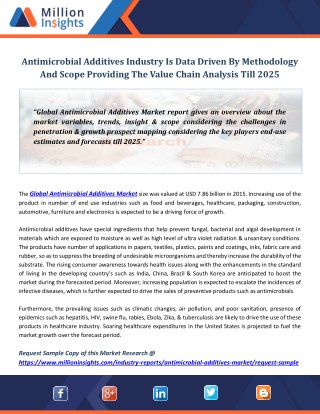 Antimicrobial Additives Market Growth Opportunities, Analysis And Forecasts Report To 2025