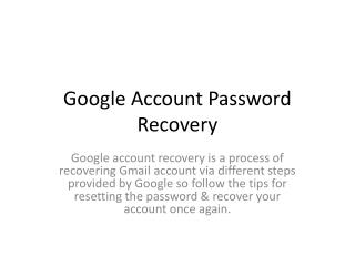 Google Account Recovery steps