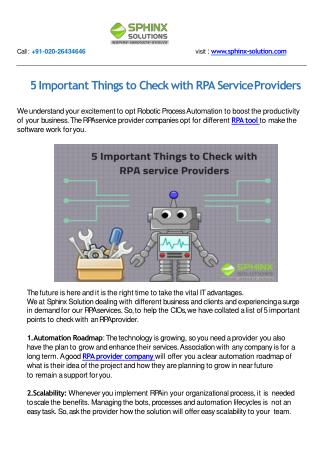 5 Important Things to Check with RPA Service Providers