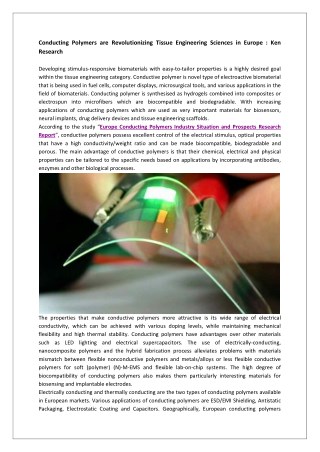 Europe Conducting Polymers Market Leading Players, Market Segmentation-Ken Research