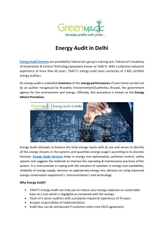 Energy Audit in Delhi