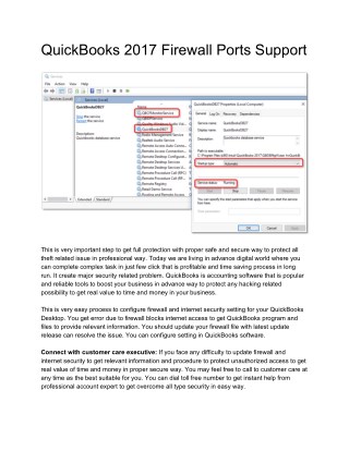 Easy Procedure to Complete Firewall Ports Support - QuickBooks 2017 Firewall Ports