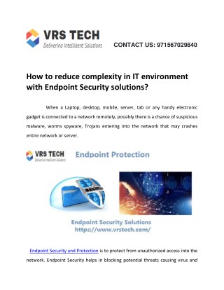 Advance Endpoint Security Services Provider in Dubai | VRS Tech