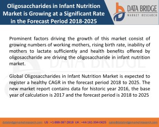 Global Oligosaccharides in Infant Nutrition Market â€“ Industry Trends and Forecast to 2025