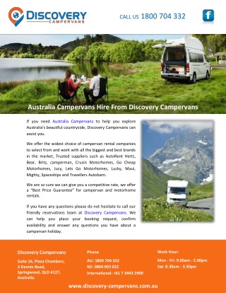 Australia Campervans Hire From Discovery Campervans