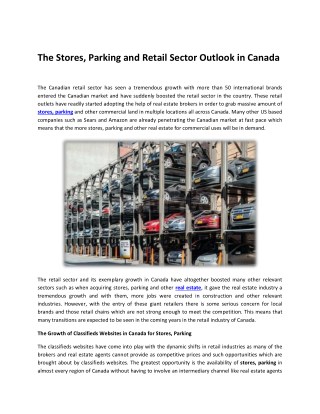 The Stores, Parking and Retail Sector Outlook in Canada