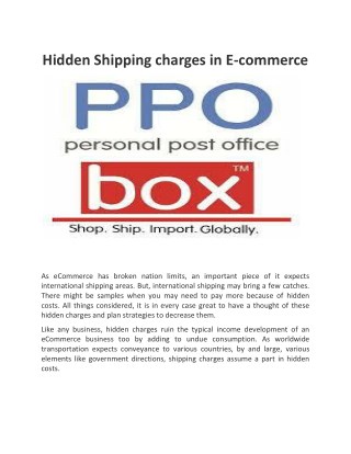 Hidden Shipping charges in E-commerce