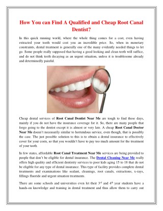 How You can Find A Qualified and Cheap Root Canal Dentist