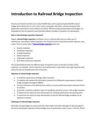 Introduction To Railroad Bridge Inspection