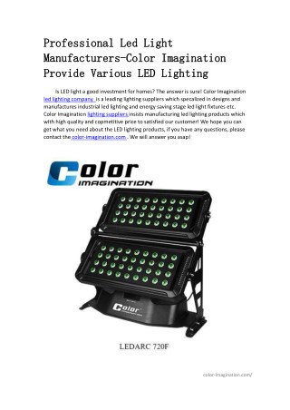 Professional led light manufacturers-Color Imagination provide various LED lighting