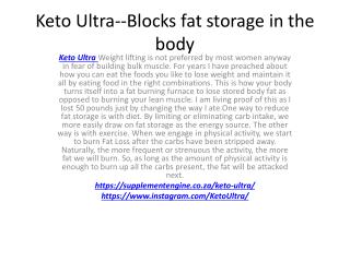Keto Ultra--Blocks fat storage in the body
