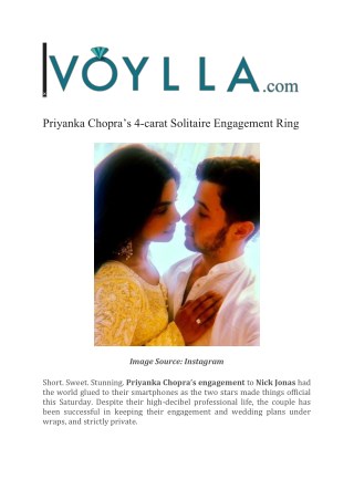 Priyanka Chopraâ€™s 4-carat Solitaire Engagement Ring